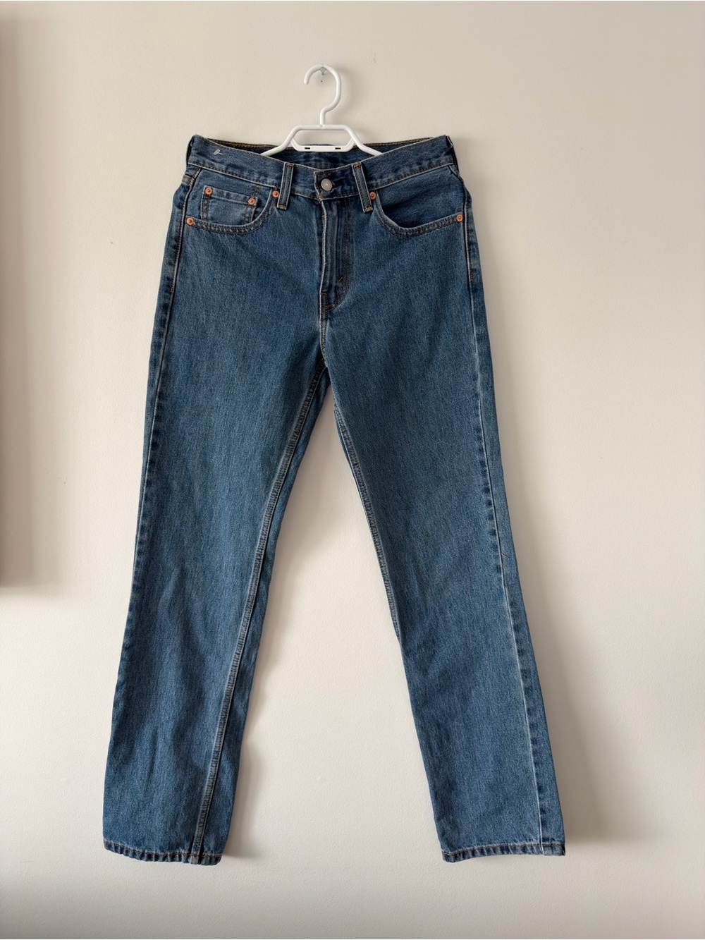 Levis Straight-Leg High-Rise Jeans in Dark Blue